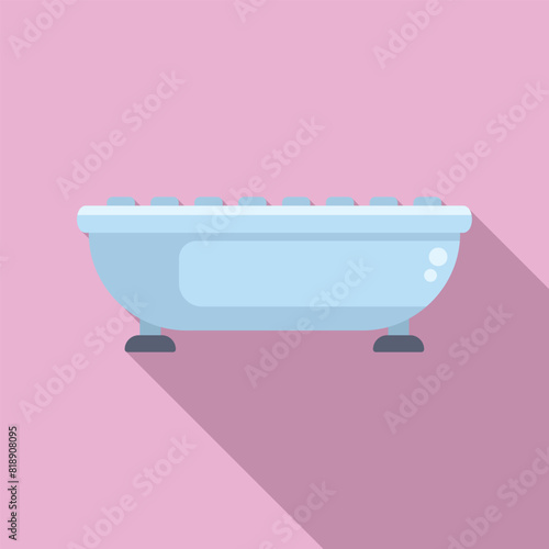Minimalist illustration of a classic clawfoot bathtub against a soft pink backdrop