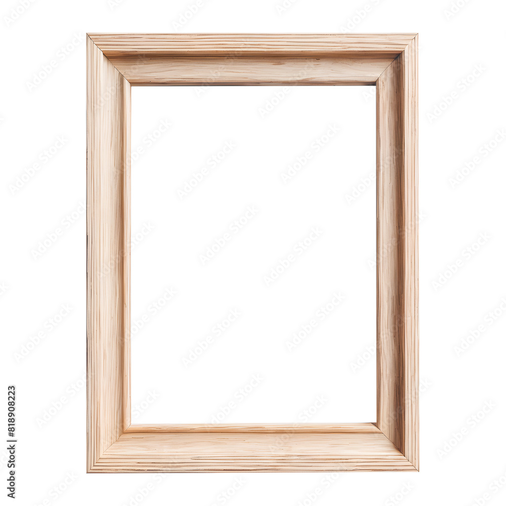 A wooden picture frame isolated on a white background, featuring a vintage design with an antique, brown, rectangular border A wooden picture frame isolated on a white background, featuring a vintage design with an antique, brown, rectangular border