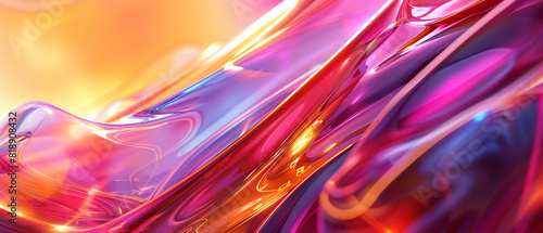 Abstract Vibrant Flow, Bright fluid-like colors blending seamlessly, Digital Art
