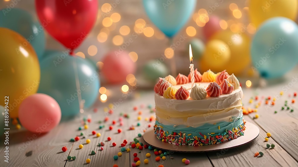 Beautiful happy birthday background with balloons. selective focus. Generative AI, Beautiful happy birthday background with balloons. selective focus. Generative AI,