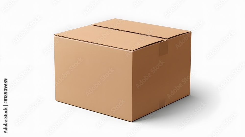 Cardboard box isolated on white background. Generative AI. Cardboard box isolated on white background. Generative AI.