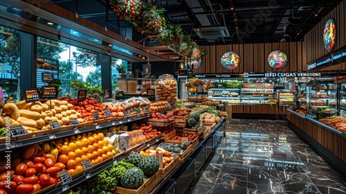 shopping market deli display food counter photo