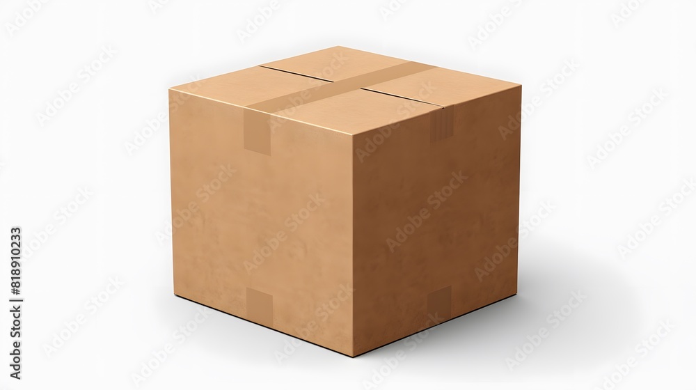 Cardboard box isolated on white background. Generative AI. Cardboard box isolated on white background. Generative AI.