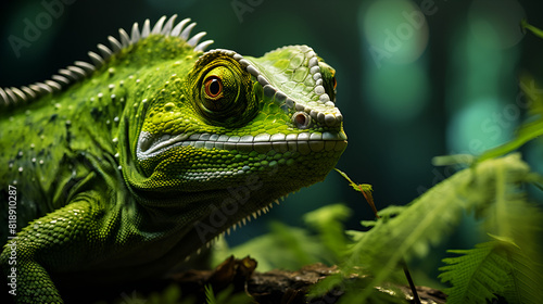 green iguana on a tree