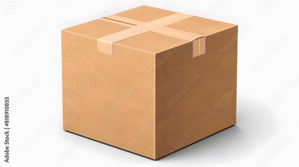 Fototapeta premium Cardboard box isolated on white background. Generative AI.