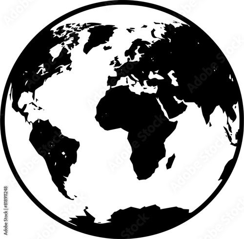 Earth globe vector icon on a transparent background.