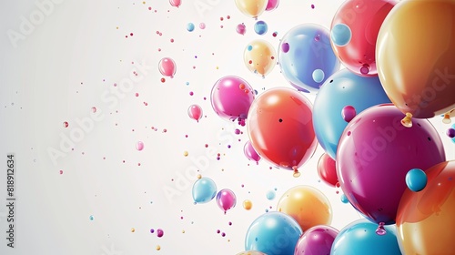 festive background  colorful balloons flying on white background  place for text  copy space