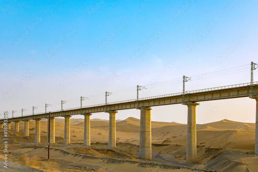 Jiuquan City, Gansu Province - Desert power towers, roads and Gobi scenery Jiuquan City, Gansu Province - Desert power towers, roads and Gobi scenery