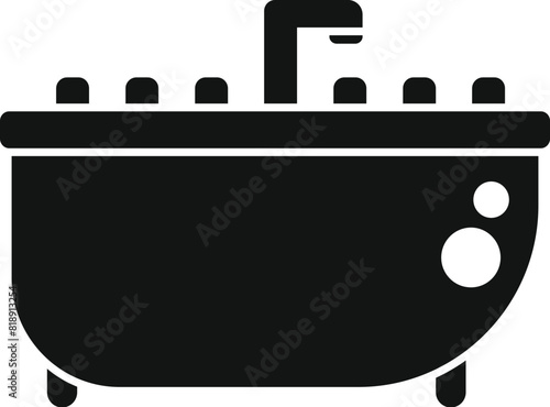 Vintage clawfoot tub silhouette in black, a classic and elegant bathroom fixture for luxury selfcare and relaxation, isolated vector design element with a retro and antique touch