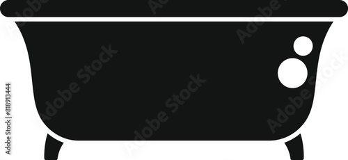 Vector illustration of a black silhouette of a traditional clawfoot bathtub isolated on white