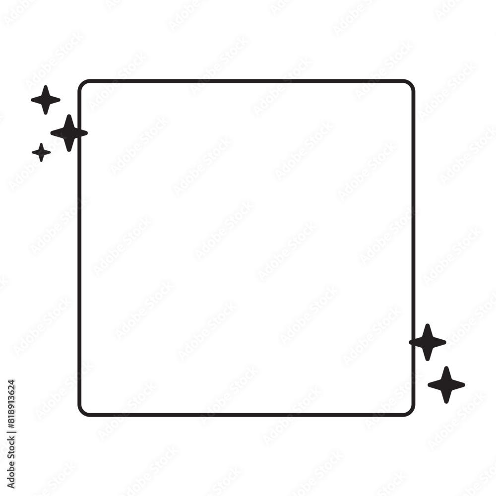 Fototapeta premium Y2K border line frames with stars.
