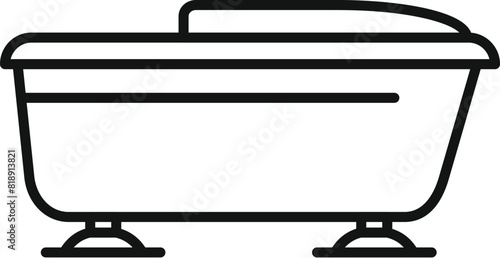 Simplistic line drawing of a vintage clawfoot bathtub, ideal for icons or minimalist designs