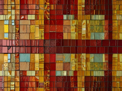 Abstract mosaic  red and yellow  colorful texture  generative AI