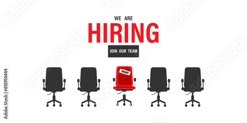 We are hiring, open vacancy. Hiring and recruitment banner design. Vacant position, join our team. Business hiring and recruiting concept.