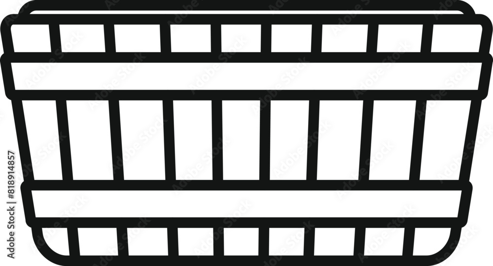 Simple vector illustration of a shopping basket in a black and white line art style Simple vector illustration of a shopping basket in a black and white line art style