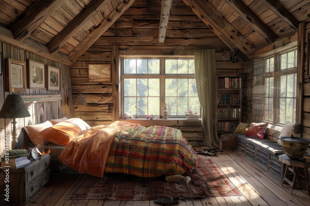 bedroom in a window hut