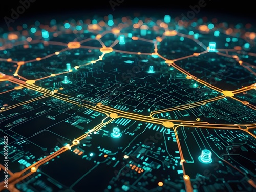 Abstract map of Saudi Arabia, Middle East and North Africa, concept of global network and connectivity, data transfer and cyber technology, information exchange and telecommunication