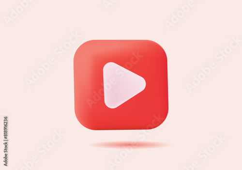 3d play button icon, youtube
