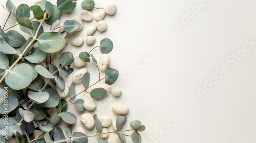 Serene Eucalyptus and Pebbles Minimalist Botanical