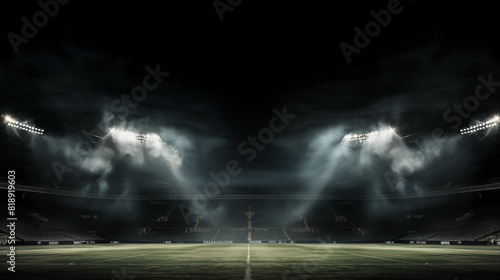 Empty Stadium with Fog and Spotlight photo