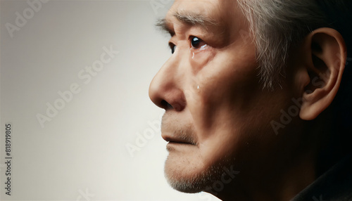 涙を流して泣くシニアの日本人男性 photo