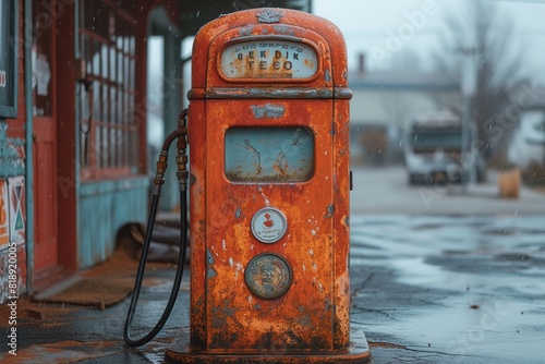Vintage Gas Pump Close-up Close-up of a vintage gas pump, evoking nostalgia for a bygone era
