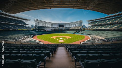 Panoramic View of a Baseball Stadium with Modern Roof