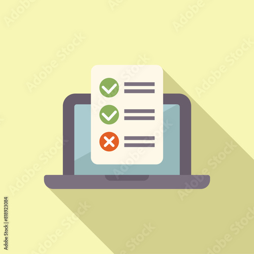 Flat design of a laptop displaying a checklist, symbolizing online surveys or feedback forms