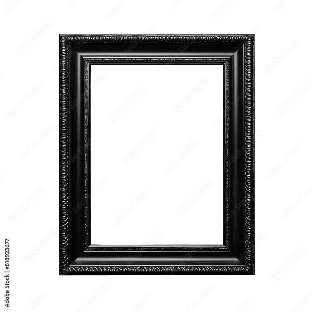 Black landscape picture frame for use as a border or home décor, cut out and isolated on white and transparent background