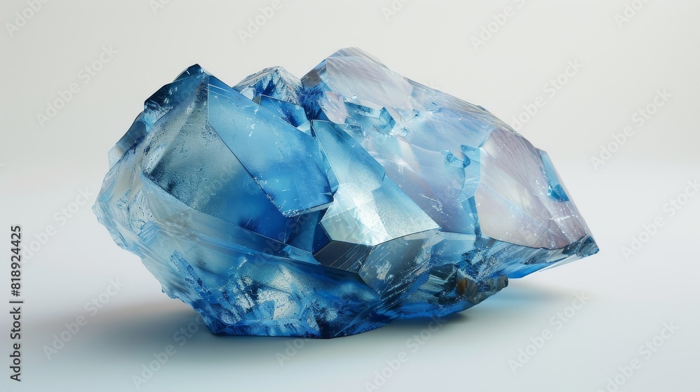 Blue shiny rough gemstone on white background. Blue shiny rough gemstone on white background.