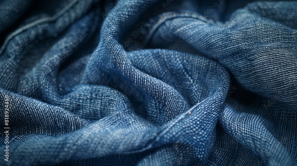 Blue soft cotton fabric, close up Blue soft cotton fabric, close up