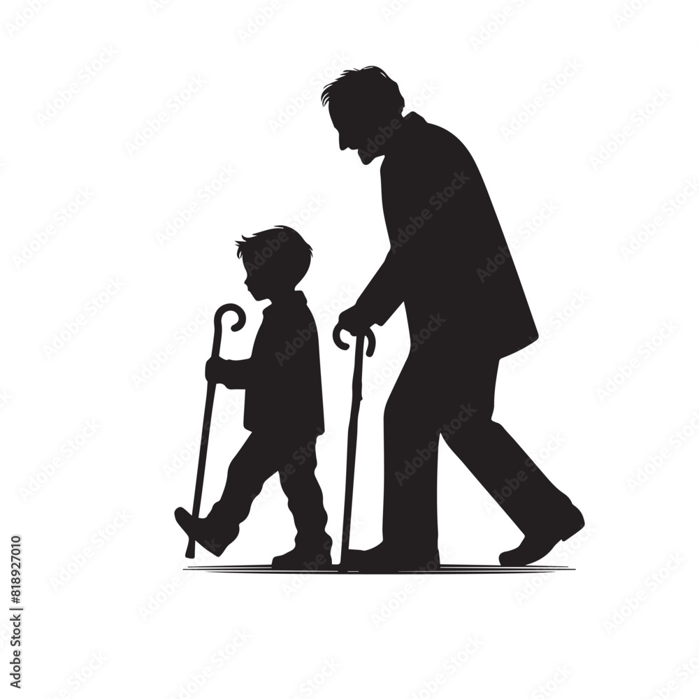 Obraz premium Grandparent silhouette. Old couple vector illustration. Grandfather and grandmother vector.