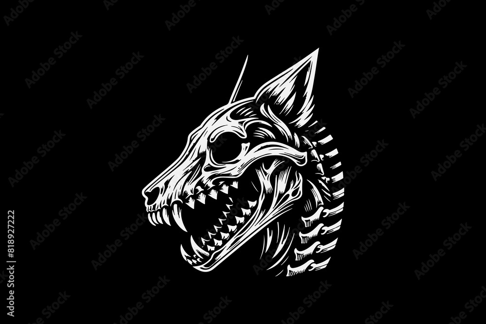 Obraz premium Scary beast monster skeleton fox vector design