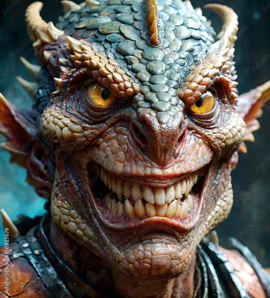 Dynamic Action Portrait of Gritting Dragonborn Ranger Gen AI Dynamic Action Portrait of Gritting Dragonborn Ranger Gen AI