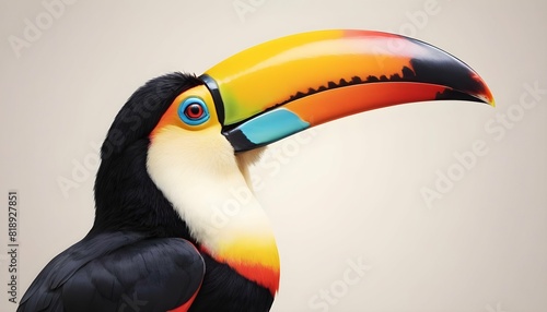 A vibrant icon of a toucan with a colorful beak photo