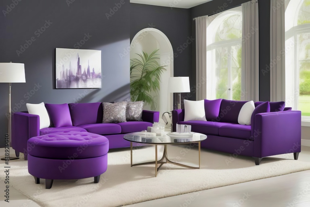Living moderno, diseño de interiores, combinación de colores vibrantes en tonos fucsia y blanco Living moderno, diseño de interiores, combinación de colores vibrantes en tonos fucsia y blanco