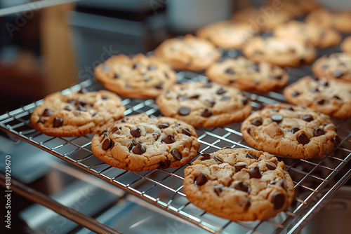 Cinematic, Rustic Charm: Freshly Baked Chocolate Chip Cookies photo