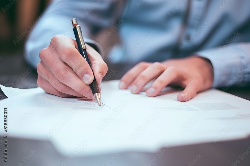 Close-Up of Hands Writing with Pen on Paper - Business or Academic Context for Reports, Contracts, Essays Close-Up of Hands Writing with Pen on Paper - Business or Academic Context for Reports, Contracts, Essays