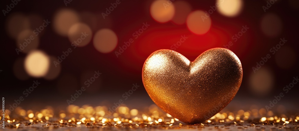 A Valentine s day themed image featuring a heart resting on a gleaming gold backdrop perfect for adding text or other visuals. Copyspace image A Valentine s day themed image featuring a heart resting on a gleaming gold backdrop perfect for adding text or other visuals. Copyspace image