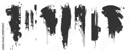 Extensive assortment of black paint and ink brush strokes, lines, and grungy design elements. Vector illustration of isolated artistic elements on a white background.
