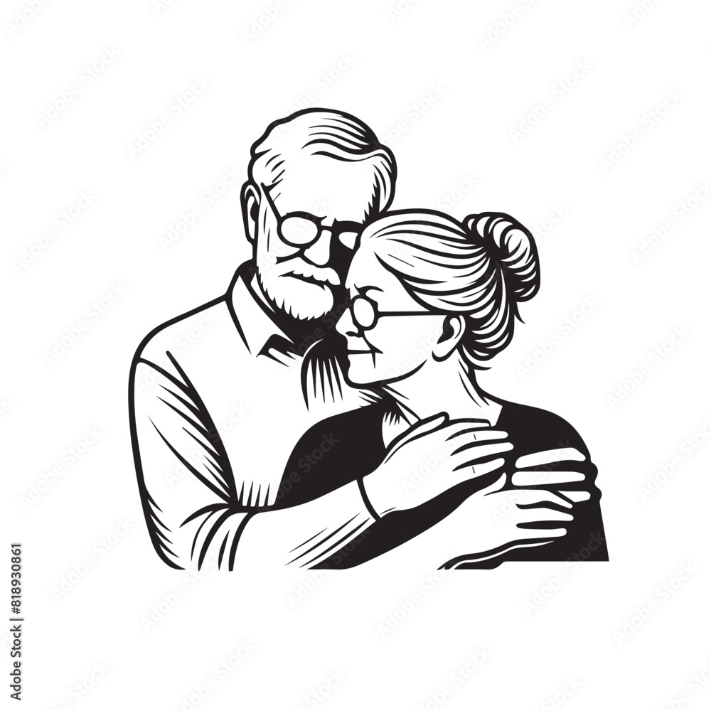 Grandparent silhouette. Old couple vector illustration. Grandfather and grandmother vector. Grandparent silhouette. Old couple vector illustration. Grandfather and grandmother vector.