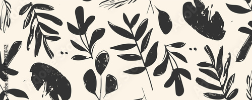 Minimalist hand-drawn abstract organic shapes pattern, ideal for contemporary print collages and fashionable design templates.