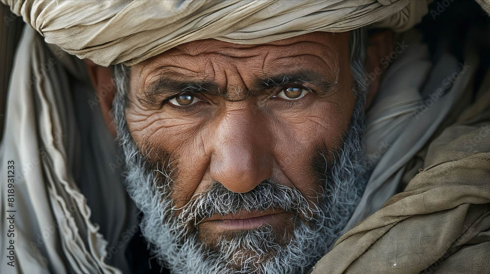 A man with a beard and turban. A man with a beard and turban.
