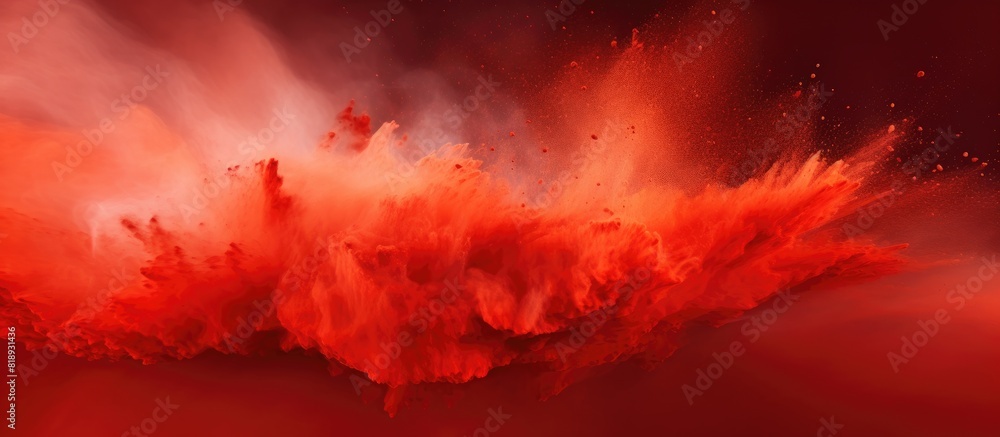An abstract powder splattered background captures the freeze motion of red powder exploding creating a vibrant image with copy space An abstract powder splattered background captures the freeze motion of red powder exploding creating a vibrant image with copy space
