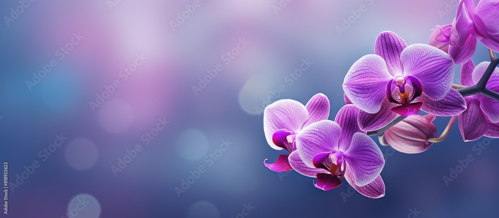A visually striking purple orchid with a softly blurred background creating an ideal copy space image A visually striking purple orchid with a softly blurred background creating an ideal copy space image