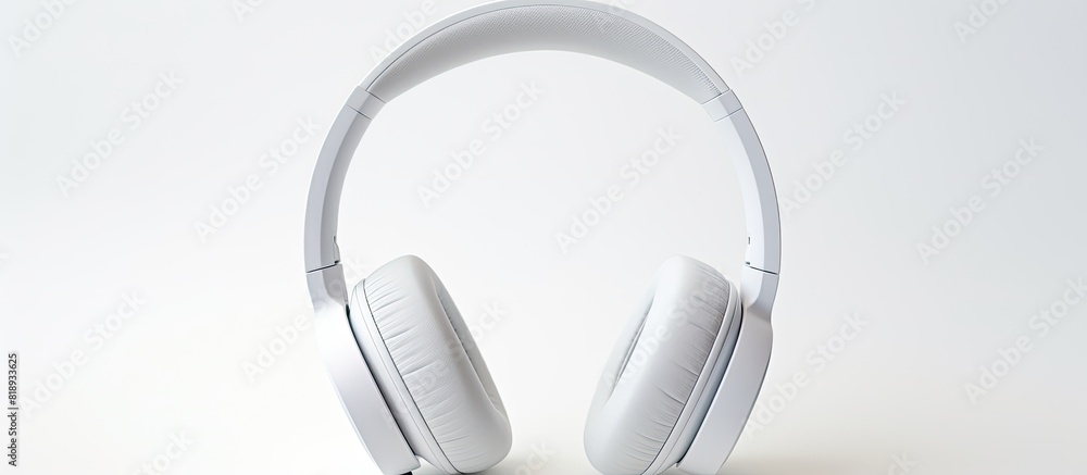 A copy space image featuring wireless headphones in white set against a clean white background A copy space image featuring wireless headphones in white set against a clean white background