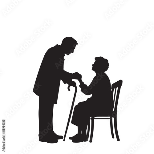 Grandparent silhouette. Old couple vector illustration. Grandfather and grandmother vector.