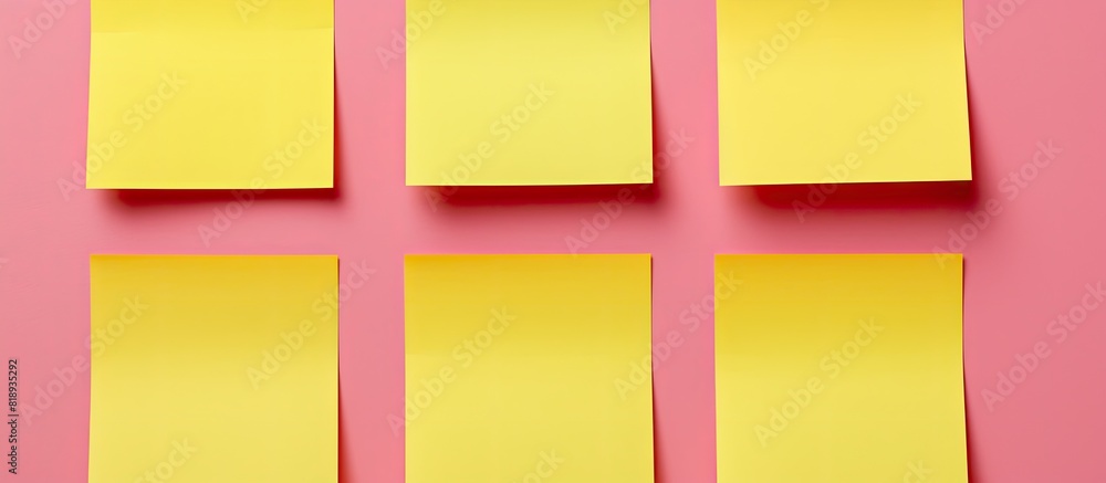There are four blank sticky notes specifically used as a copy space image There are four blank sticky notes specifically used as a copy space image