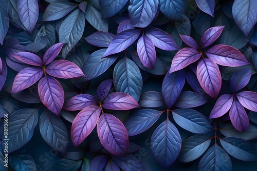 Vibrant Purple and Blue Leaves Pattern - Nature Background for Prints, Home Decor, Design Projects © D