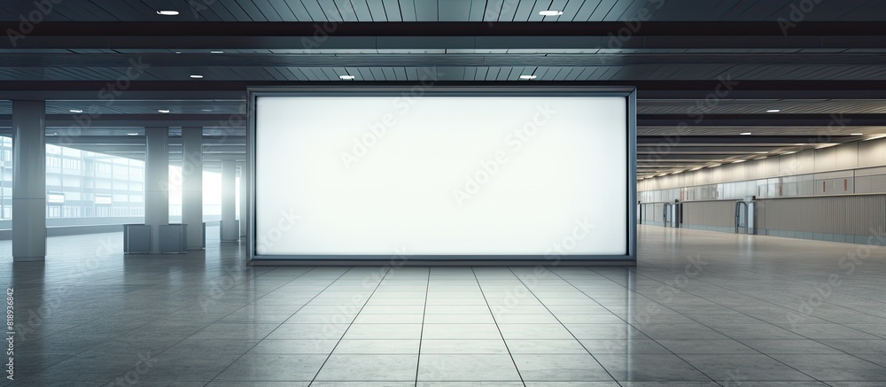 An empty advertising billboard is displayed at the airport featuring ample space for a captivating copy space image An empty advertising billboard is displayed at the airport featuring ample space for a captivating copy space image